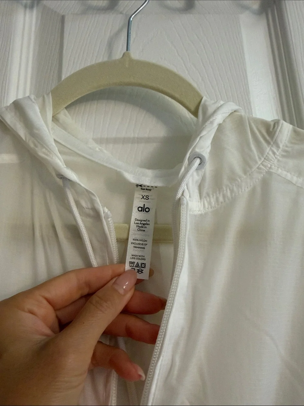 ALO Yoga White Sheer Hooded Zip-Up Jacket